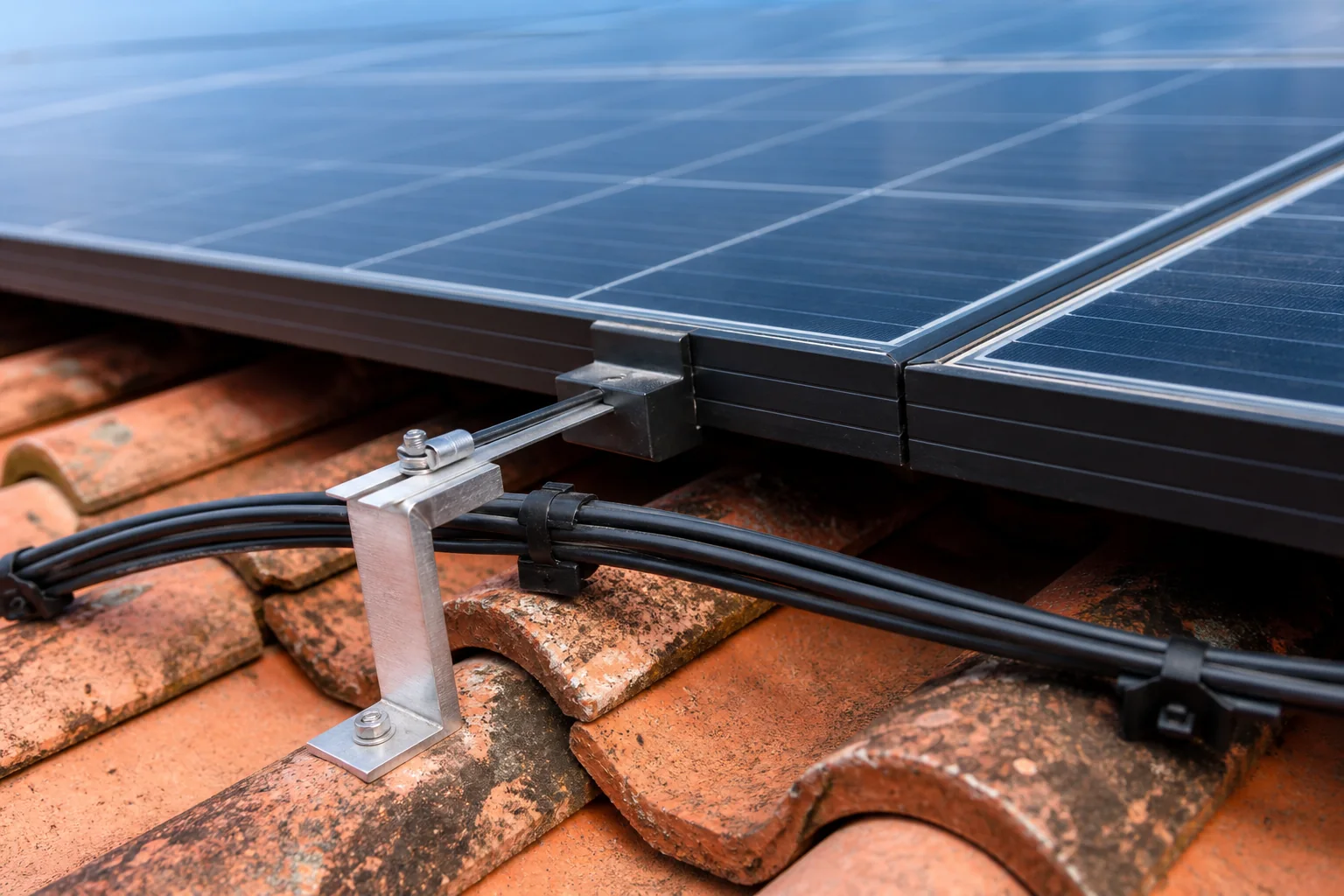 Fixations et câblage d’une installation photovoltaïque